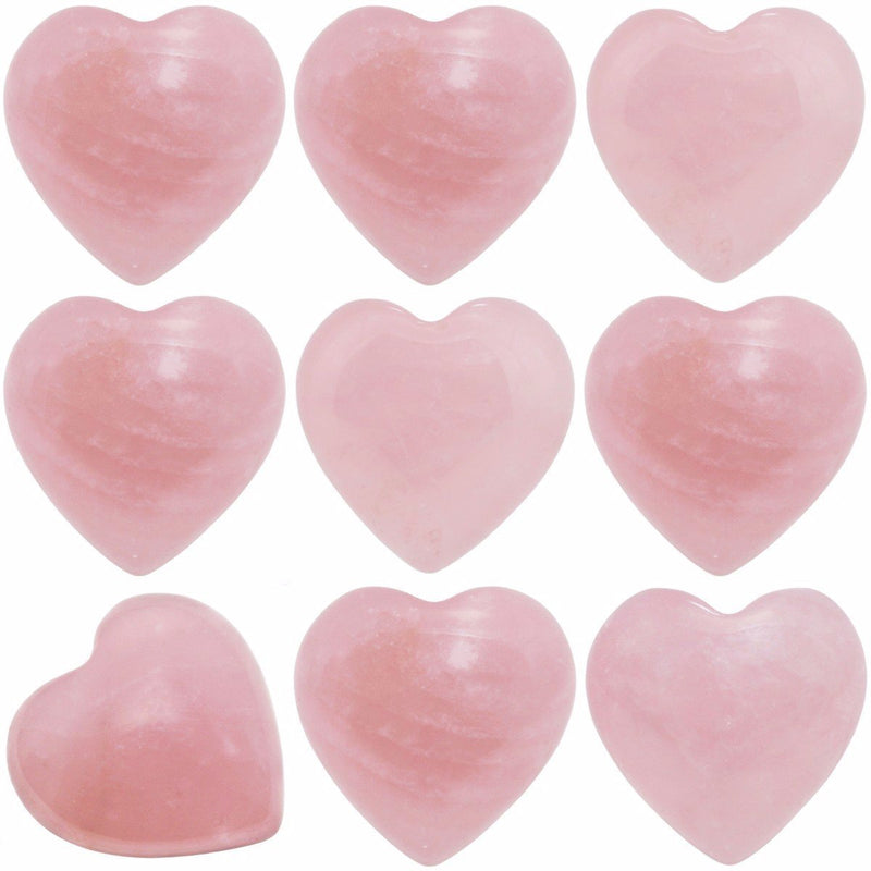 [Australia] - SUNYIK Natural Rose Quartz Pocket Mini Puff Heart Worry Healing Palm Stone Pack of 10(0.5") #1-rose Quartz Pack of 10(0.5") 