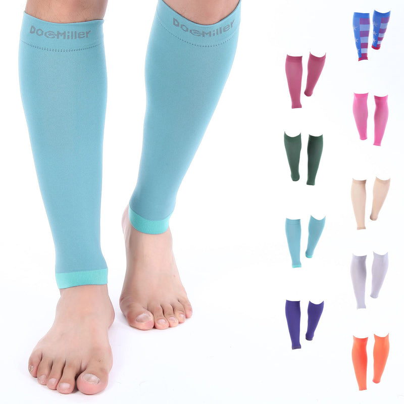 [Australia] - Doc Miller Calf Compression Sleeve Men and Women - 20-30mmHg Shin Splint Compression Sleeve Recover Varicose Veins, Torn Calf and Pain Relief - 1 Pair Calf Sleeves Teal Color - Large Size 