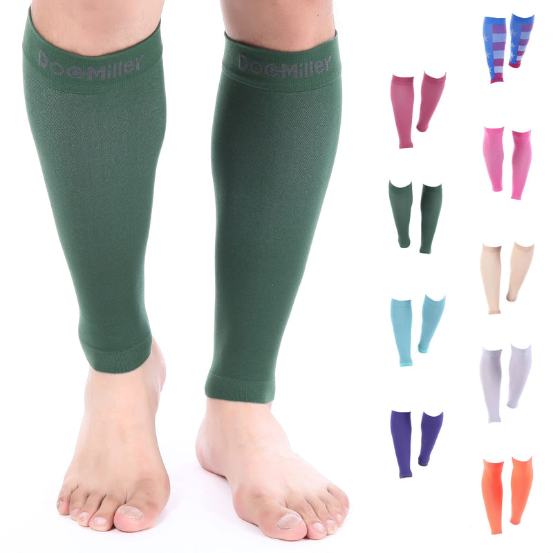 [Australia] - Doc Miller Calf Compression Sleeve Men and Women - 20-30mmHg Shin Splint Compression Sleeve Recover Varicose Veins, Torn Calf and Pain Relief - 1 Pair Calf Sleeves Dark Green Color - Small Size 