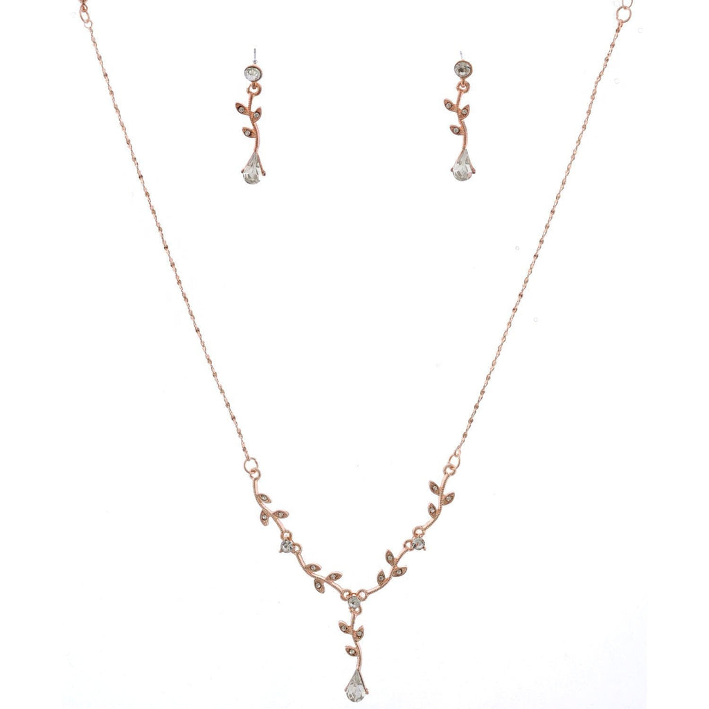 [Australia] - Topwholesalejewel Fashion Jewelry Set Rose Gold Plating Flower Necklace Earrings Set 