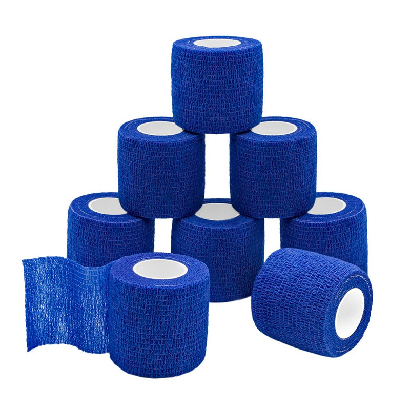 [Australia] - GooGou Self Adherent Wrap Bandages Self Adhering Cohesive Tape Elastic Athletic Sports Tape for Sports Sprain Swelling and Soreness on Wrist and Ankle 8PCS 2 in X 14.7 ft (Blue) Blue 