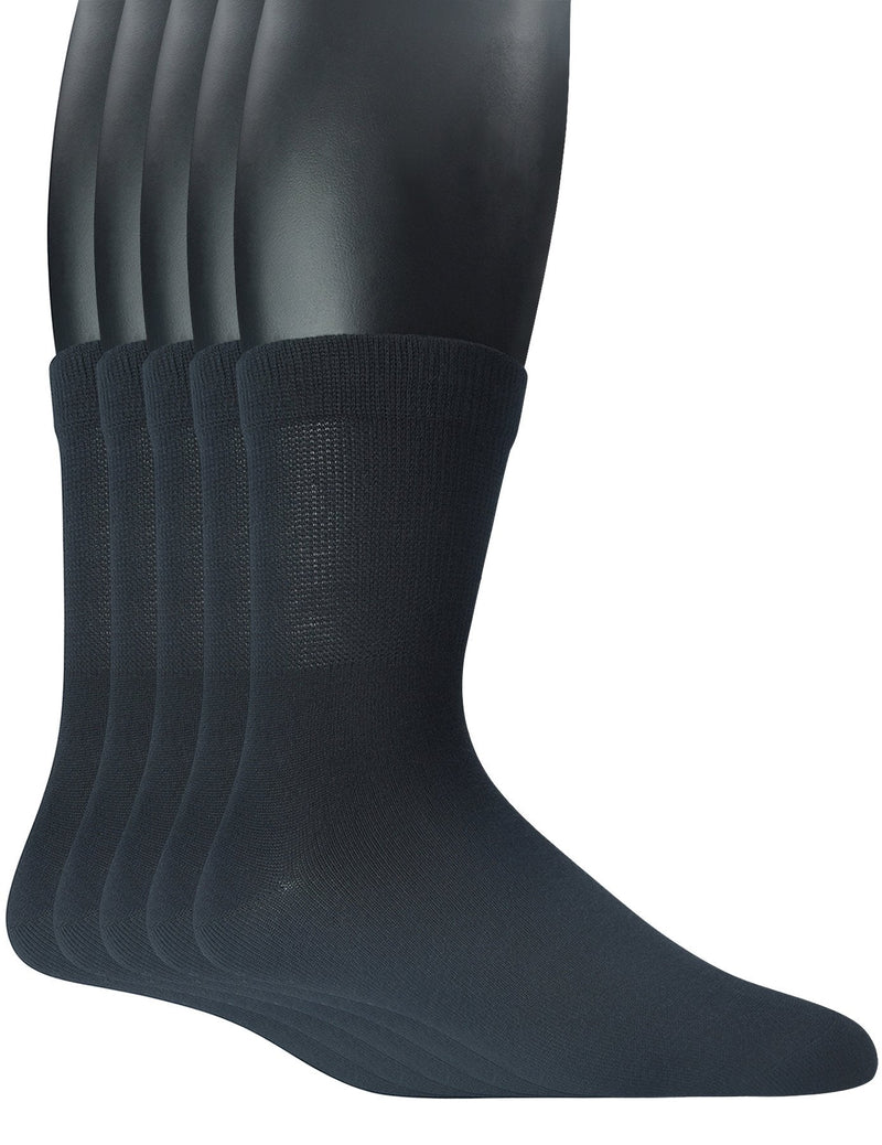 [Australia] - Yomandamor Men's 5 Pairs Bamboo Quarter Diabetic/Dress Socks With Seamless Toe and Non-binding Top 10-13 5 Pairs Black 