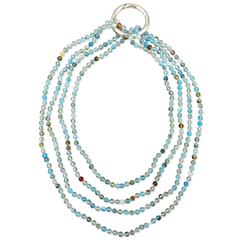 [Australia] - MGR MY GEMS ROCK! Petite Natural Agate Stone Beaded Hand Knotted Light Weight Endless Infinity Long Or Multi-Layer Necklace, 70-Inch Long Approx. Blue agate 