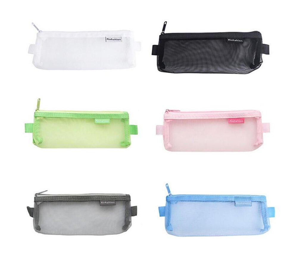 [Australia] - 5 Pieces Portable Clear Mesh Net Pencil Pen Case Cosmetic Makeup Bag (Small) 