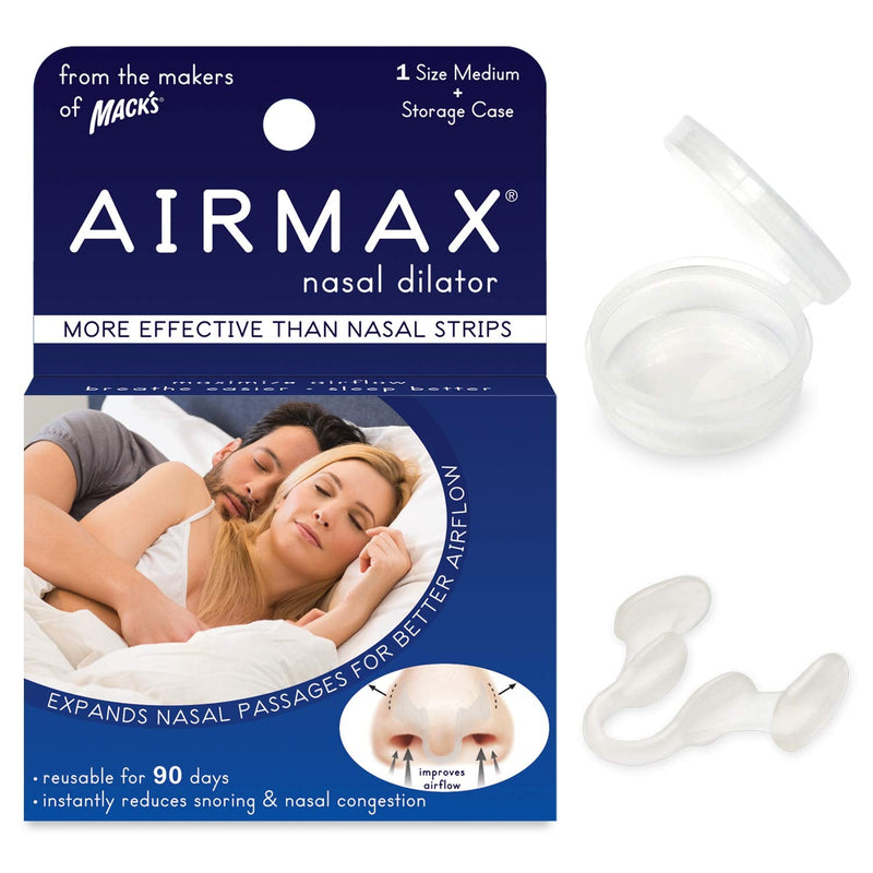 [Australia] - AIRMAX Nasal Dilator for Better Sleep - Natural, Comfortable, Anti Snoring Device, Snoring Solution for Maximum Airflow and Easier Breathing (Medium - Clear) 