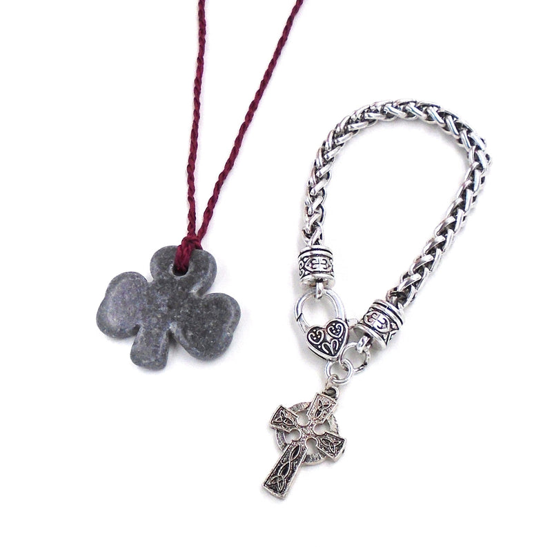 [Australia] - Irish Kilkenny Marble: Shamrock Necklace and Celtic Cross Bracelet… 