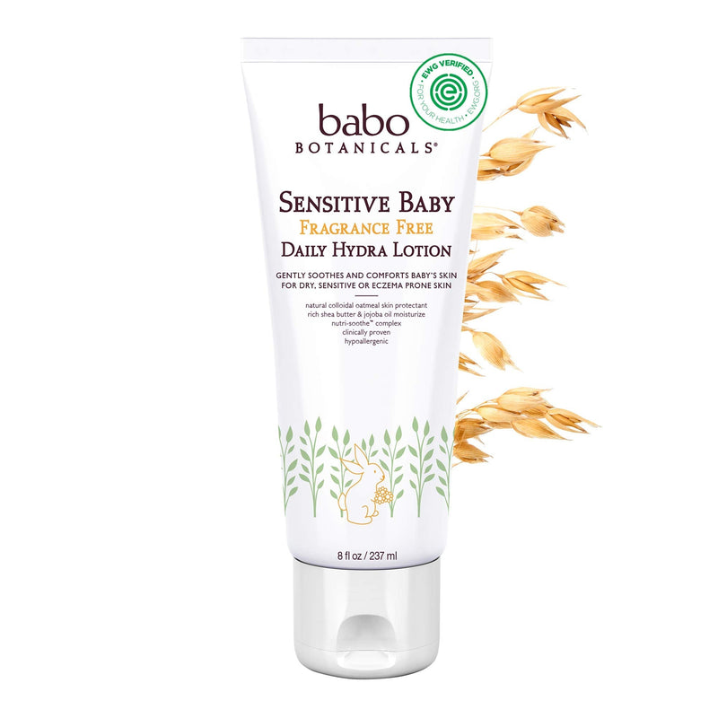 [Australia] - Babo Botanicals Sensitive Baby Fragrance-Free Daily Hydra Lotion - with Colloidal Oatmeal, Shea Butter & Jojoba Oil - EWG Verified, Vegan & Hypoallergenic - 8 fl. oz 8 Fl Oz (Pack of 1) 