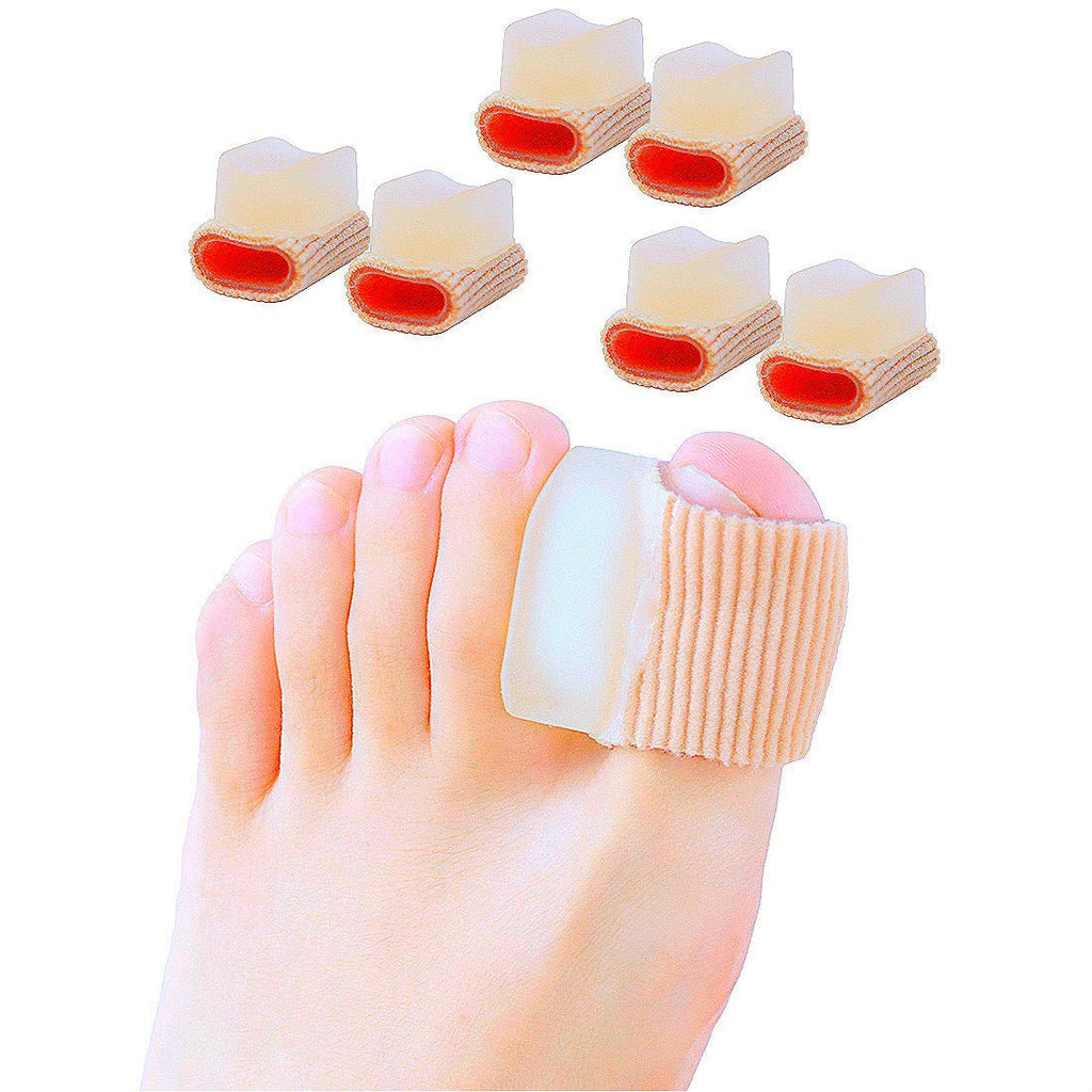 [Australia] - Povihome 6 Pack Gel Toe Spacer Separators(0.6'' Thick), Bunion Corrector for Overlapping Toe (1st/2nd Toe), Silicone Toe Spacers with Soft Gel Lining for Hallux & Bunion Pain Relief 6 Pack Big Toe Separators 