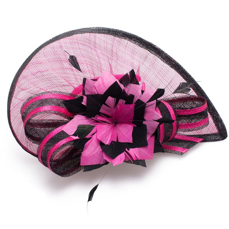 [Australia] - Lawliet Womens Sinamay Feather Fascinator Cocktail Hat Headband Church Wedding A268 Fuschia Mix Black 