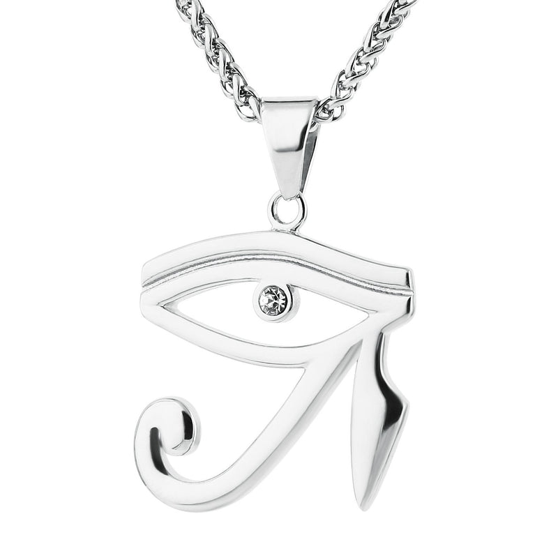 [Australia] - HZMAN CZ Eye of Horus Egypt Protection Pendant on Stainless steel Necklace Ancient Egyptian Symbol of Protection Silver 