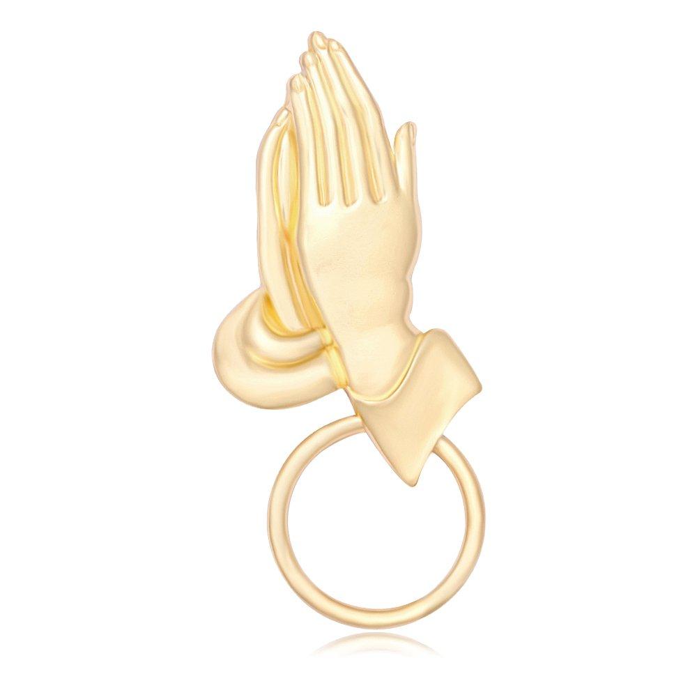 [Australia] - MANZHEN Christian Jewelry Praying Hands Magnetic Badge Eyeglass Holder Brooch Hand Brooch gold 