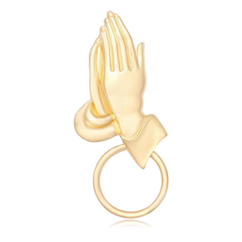 [Australia] - MANZHEN Christian Jewelry Praying Hands Magnetic Badge Eyeglass Holder Brooch Hand Brooch gold 