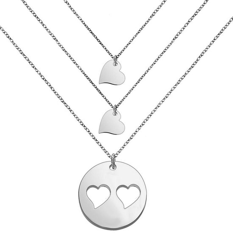 [Australia] - SEIRAA Mother Daughters Necklace Set Mom Daughter Heart Jewelry Gift for Mom Mom &2daughters necklace 