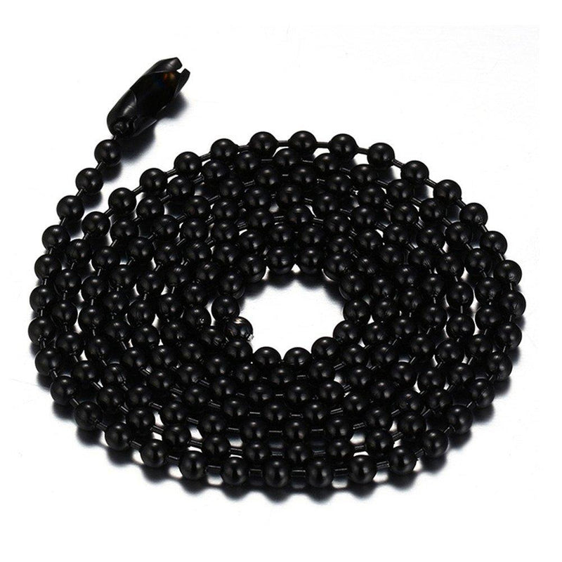 [Australia] - SINLEO Titanium Stainless Steel Small Beads Ball Chain Necklace for Men Women 18-38 Inches Silver Black Gold Black, 2.4mm wide 24.0 Inches 