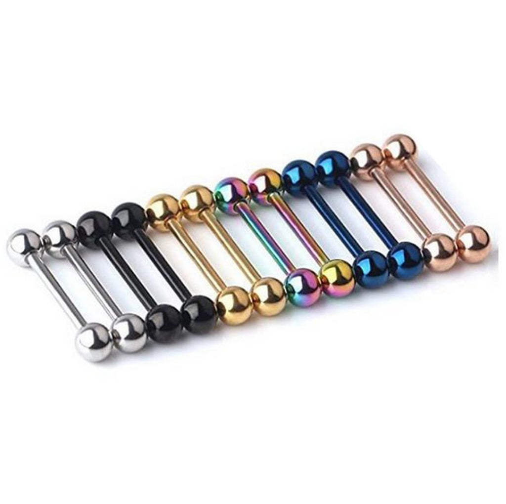 [Australia] - Kiokioa 12pc 14G Mix-Color Stainless Steel Straight Barbell Tongue Rings Bars Piercing 5/8" Length 