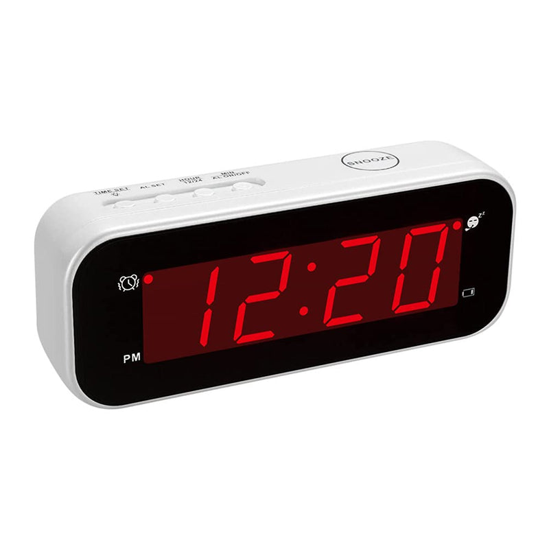 [Australia] - Alarm Clock, LED Time Display with Temperature, 12/24Hr, 3 Level Brightness, Snooze, Battery Powered, Small Portable Clock for Travel, Bedroom, Bedside, Desk, Office, Kids, Elderly White 