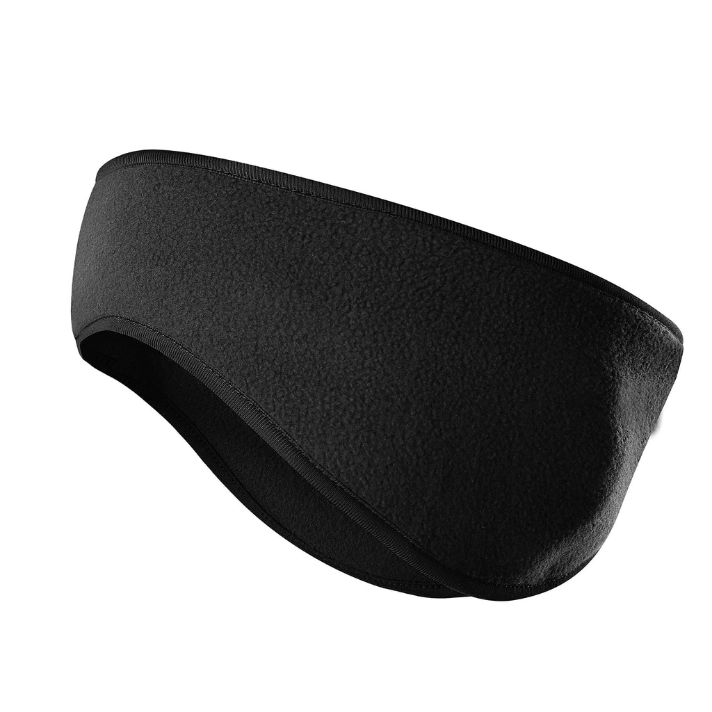 [Australia] - Fleece Ear Warmers Muff Winter Headband for Men Women Running Yoga Skiing Riding Black 