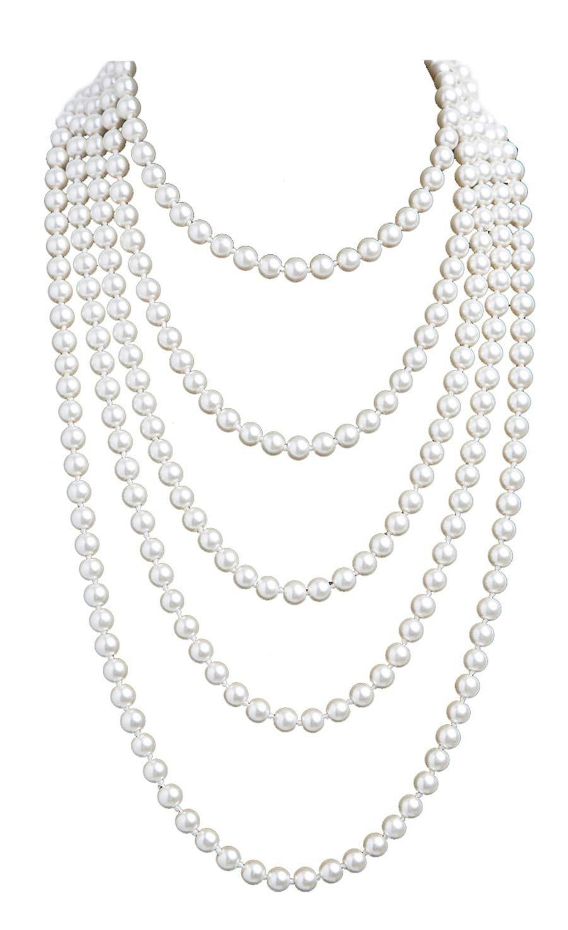 [Australia] - Cizoe 1920s Pearls Necklace Fashion Faux Pearls Gatsby Accessories Vintage Costume Jewelry Cream Long Necklace for Women 111a-white-1 