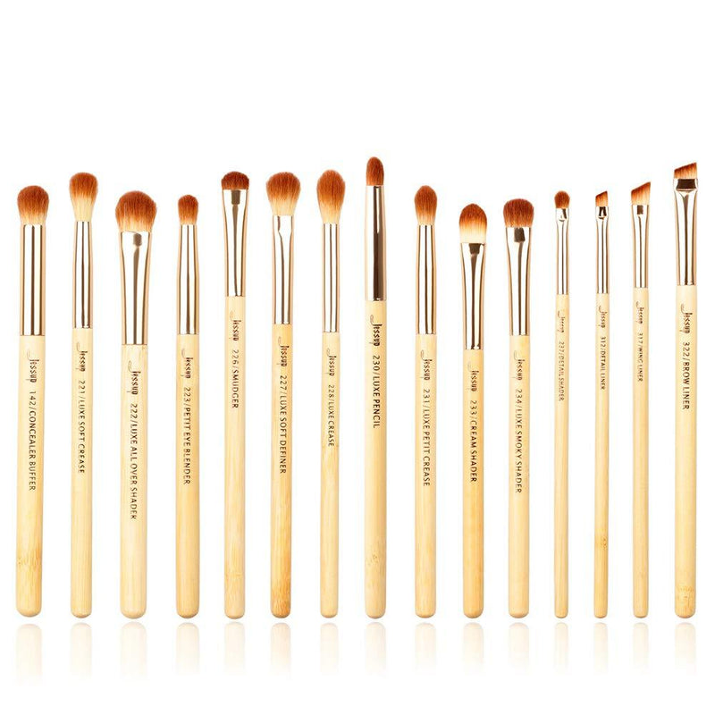 [Australia] - Jessup Eye Makeup Brushes Set, Premium Synthetic Eyeshadow Blending Concealer Eyebrow Eyeliner Brush, 15pcs Labeled Bamboo Make Up Brushes T137 