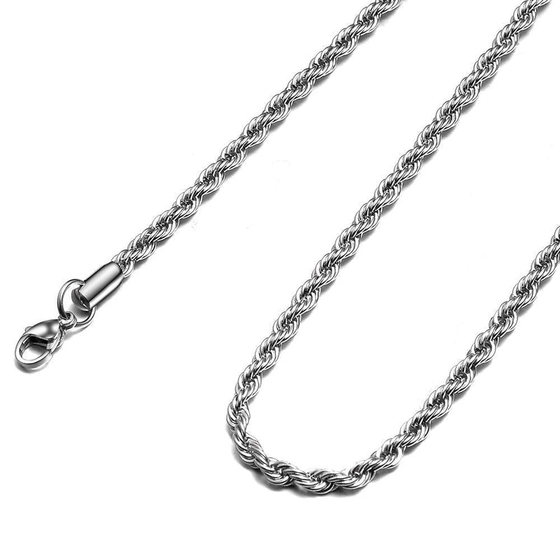 [Australia] - HolyFast 2-10mm Twist Chain Necklace Stainless Steel Necklace 16-38 Inches Men Women Jewellery 16.0 Inches 2mm Wide 