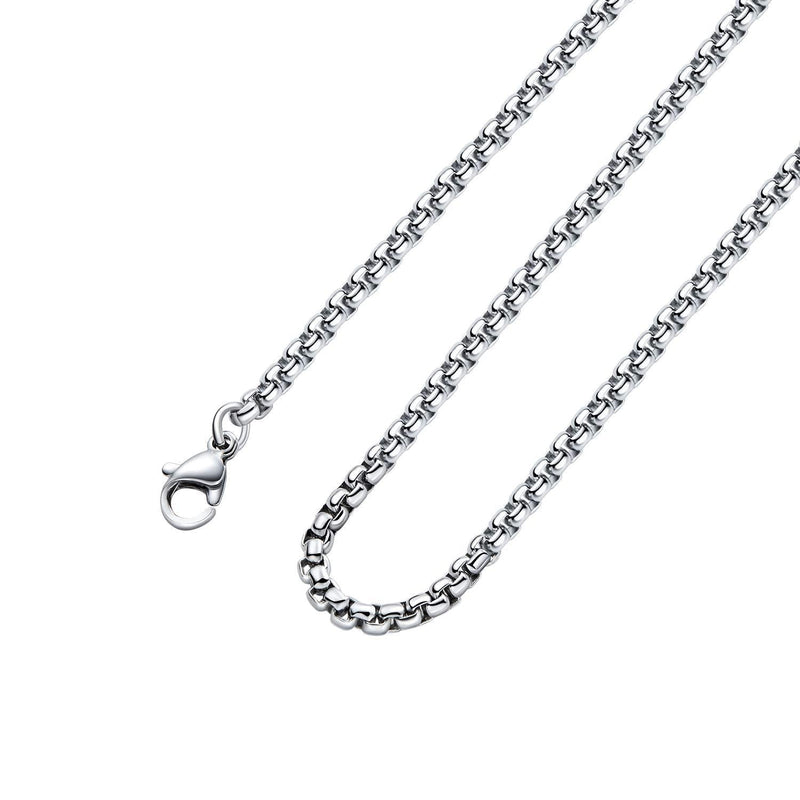 [Australia] - Monily 2-7mm 16-38In Square Rolo Stainless Steel Chain Necklace Round Box Necklace Men Women Jewellery 28.0 Inches 3mm Wide 