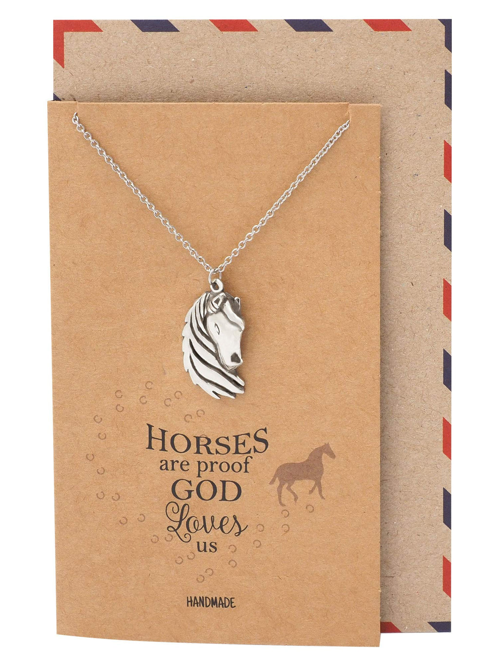 [Australia] - Quan Jewelry Horse Necklace, Gifts for Equestrian Friends, New Beginnings Reminder Charm, Fashion Jewelry, Gifts for Horse Racing Lover, Animal Pendant, Handmade with Quote Card 