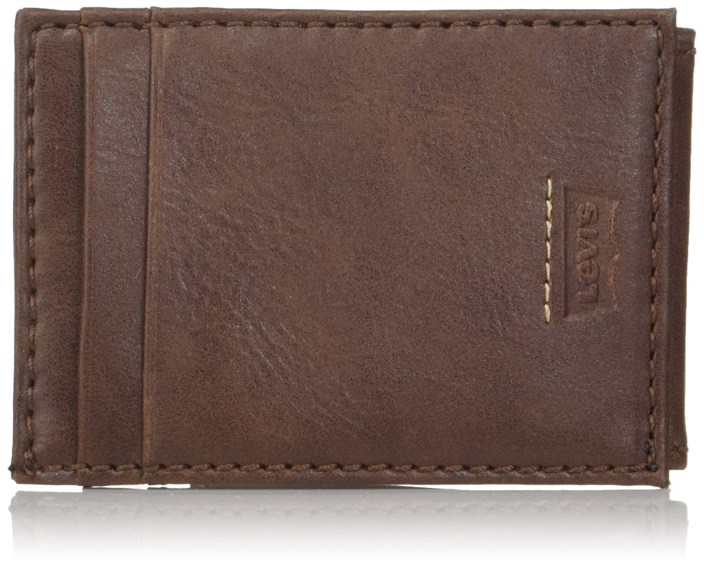 [Australia] - Levi's Men's Slim Front Pocket Wallet One Size Dark Brown RFID 