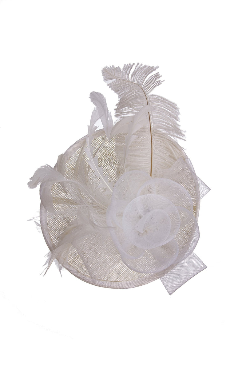 [Australia] - VIJIV Women Vintage Derby Fascinator Hat Pillbox Headband Feather Cocktail Tea Party One Size White 