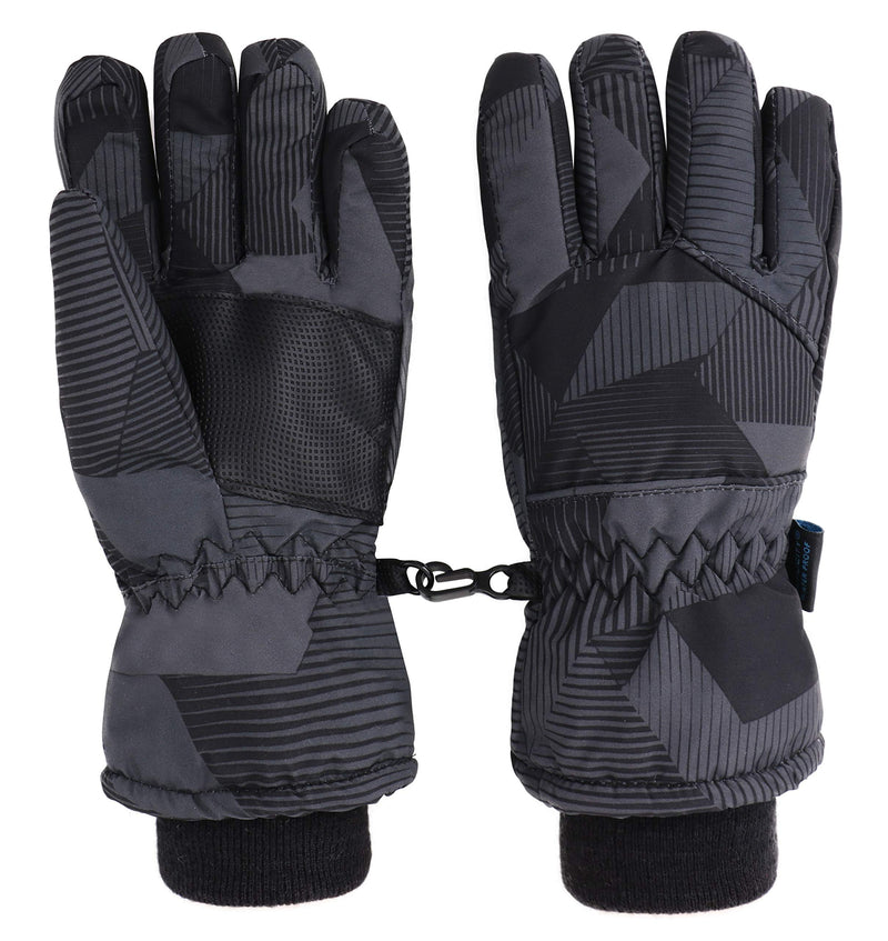 [Australia] - Lullaby Kids Cotton Kid's Windproof Waterproof Snow Ski Gloves Black Stripes S(4-6Y) 