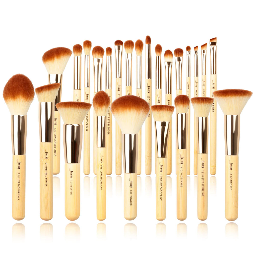 [Australia] - Jessup Professional Bamboo Makeup Brushes, Premium Synthetic Foundation Powder Concealer Blush Highlight Eye Blending Cosmetic Brush Set 25pcs T135 