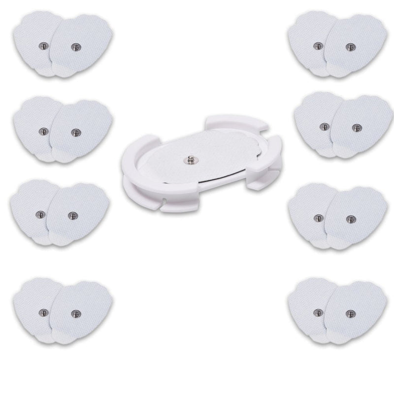 [Australia] - Tens Unit Pads Patches Holder with Extra Replacement Reusable Electrodes 8 Pairs Stick-on Snap on Pads 510(k) Cleared for TechCare Massagers iRest Massager Unimed Massager Tens Machine Device 