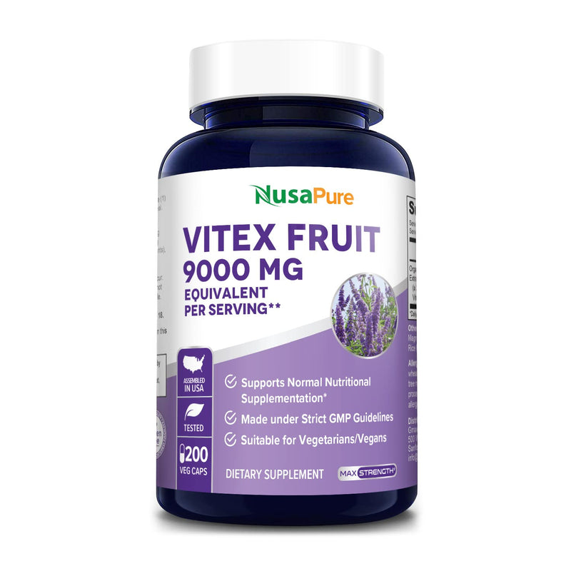 [Australia] - Vitex Chasteberry Fruit 20:1 Extract 9,000 mg -200 Veggie Caps 200 Days Supply (Non-GMO & Gluten Free) 