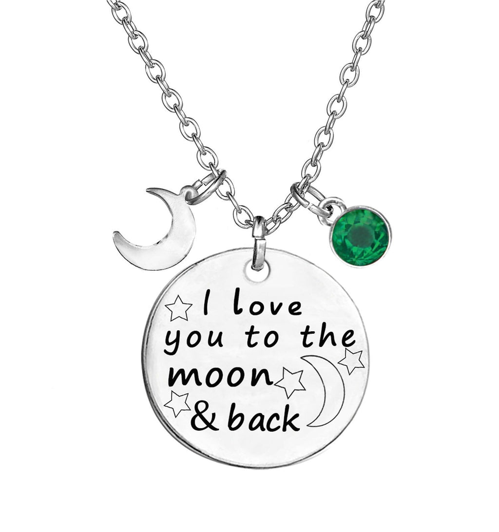 [Australia] - TISDA Birthstone Crystals Necklace,I Love You to The Moon and Back Jewelry Necklace May 