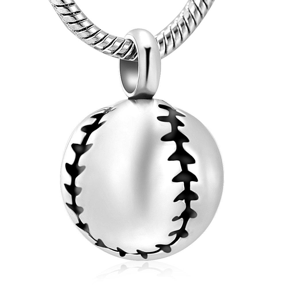 [Australia] - Stainless Steel 20mm Baseball Memorial Urn Jewelry Pendant Hold Cremation Keepsake Necklace for Ashes 