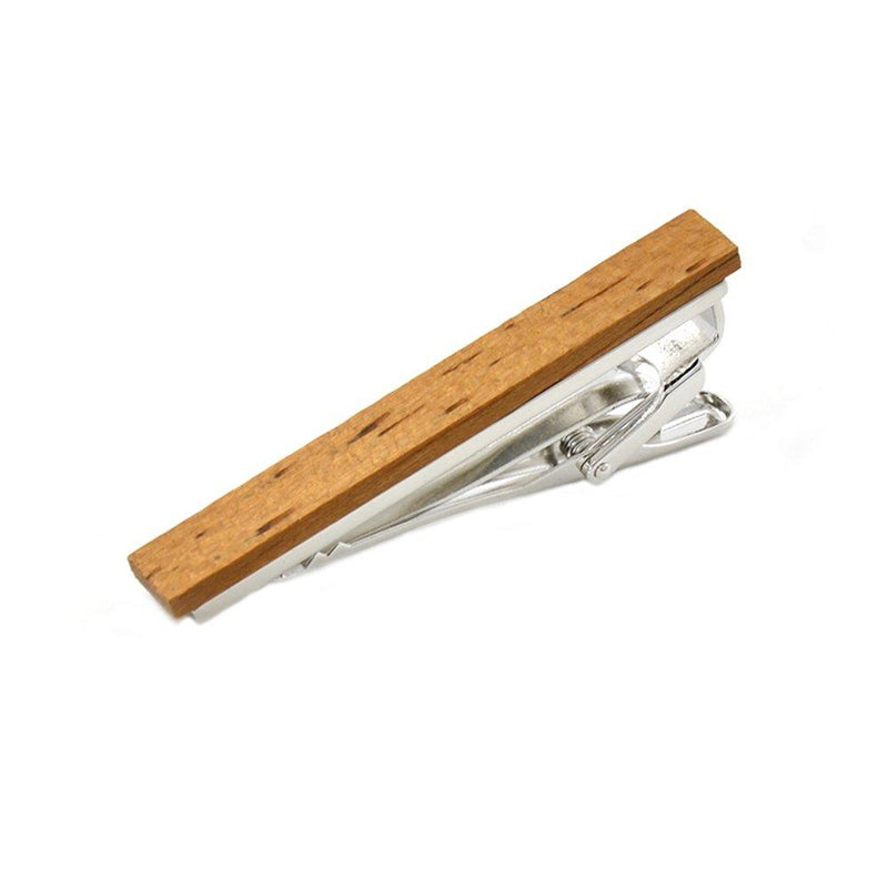 [Australia] - Merit Ocean Smart Men's Wood Tie Clip Natural Tie Bar 2.1 Inch in Gift Box Yellow 