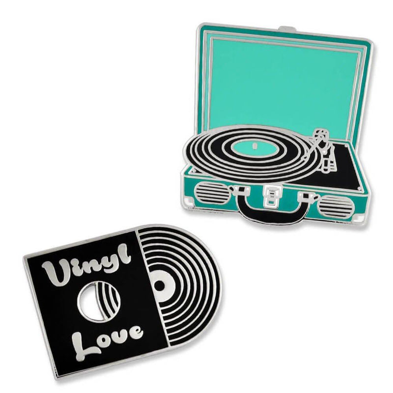 [Australia] - PinMart Retro Vinyl Record & Record Player Music Trendy Enamel Lapel Pin Set 