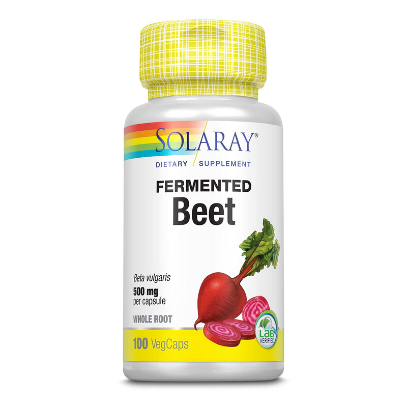 [Australia] - Solaray Fermented Beet Root Supplement | Athletic Performance, Circulation & Heart Health Support, 100 Serv, 100 VegCaps 100 Count (Pack of 1) White 