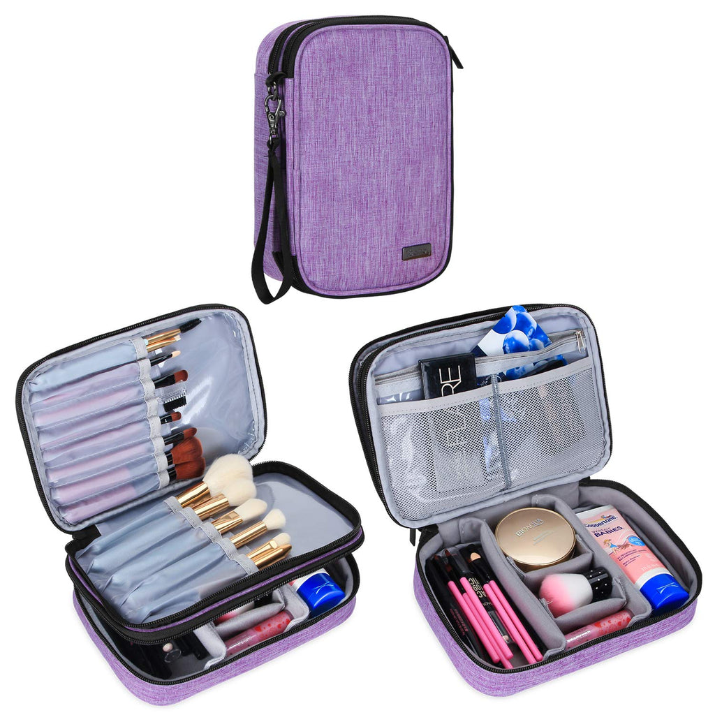 [Australia] - Teamoy Travel Makeup Brush Case(up to 8.8"), Professional Makeup Train Organizer Bag with Handle Strap for Makeup Brushes and Makeup Essentials-Medium, Purple(No Accessories Included) Medium 