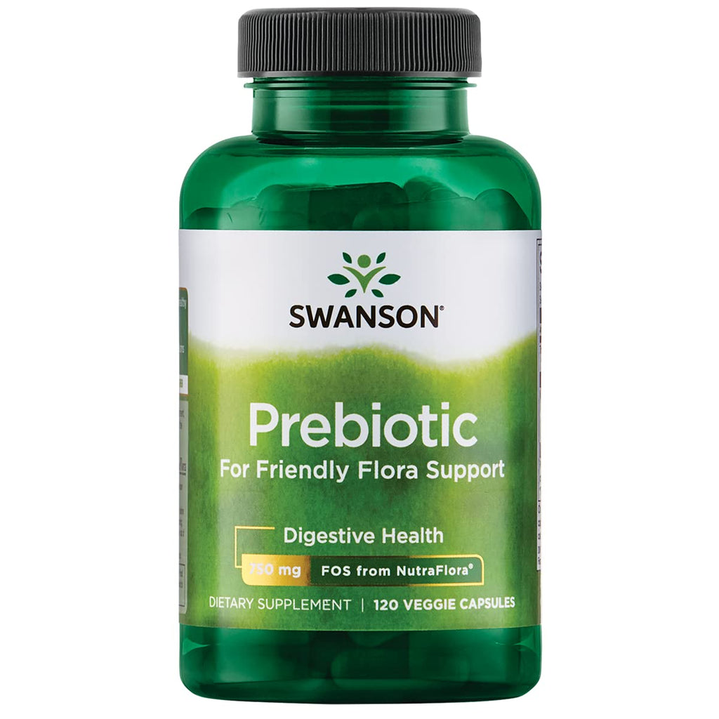 [Australia] - Swanson Prebiotic Capsules - Promotes Friendly Flora Support & Overall Digestive Health - Prebiotic Fiber Promoting Gut Health & Immune Health Support - (120 Veggie Capsules, 750mg Each) 1 Pack 