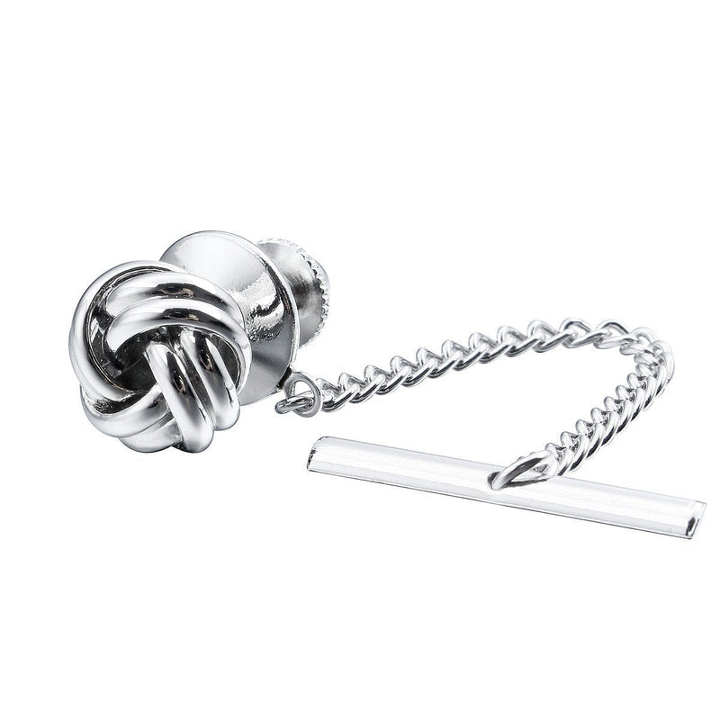 [Australia] - HAWSON Sailor Knot Tie Tack for Men Metal Tie Pin Silver and Gold Color 