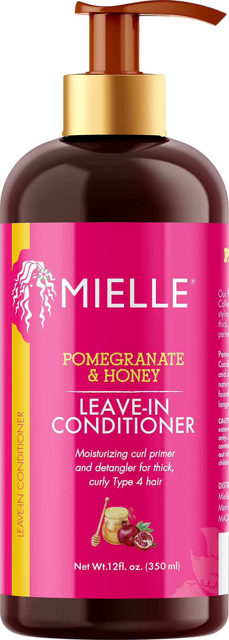 [Australia] - Mielle Organics Pomegranate & Honey Leave-In Conditioner, Moisturizing Curl Primer and Detangler, Repair Damage and Prevent Frizz, Treatment For Thick Curly Hair Type 4 Hair, 12-Fluid Ounces 