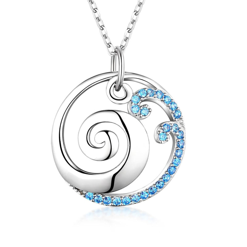 [Australia] - Bellrela 925 Sterling Silver Ocean Wave Pendant Necklace 