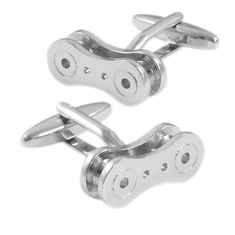 [Australia] - Silver Tone Motorcycle Biker Mechanic Chain Link Cufflinks Cuff Links 