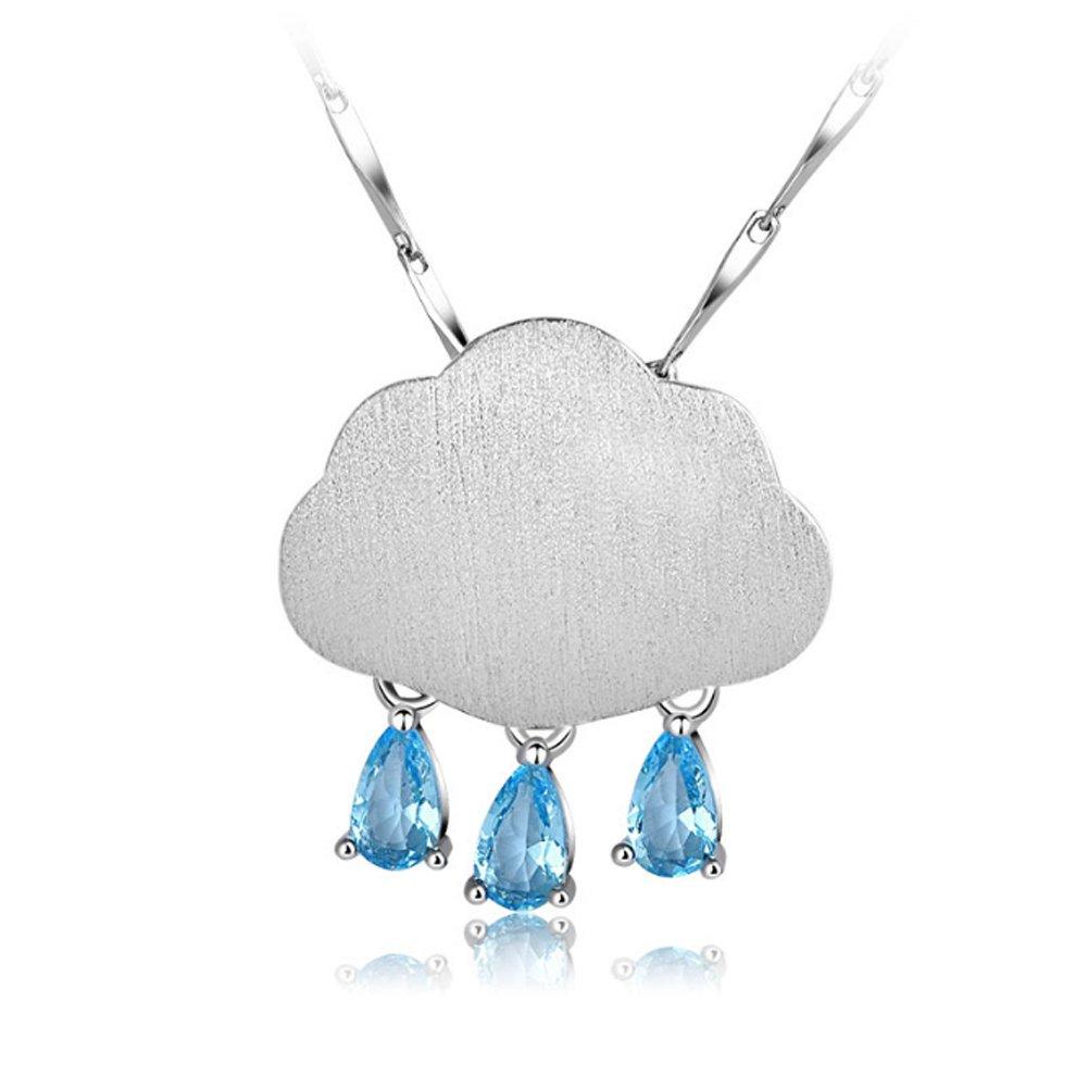 [Australia] - Looyar S925 Sterling Silver Clouds Raindrop Necklace Simple Temperament Pendant Necklace for Girl 