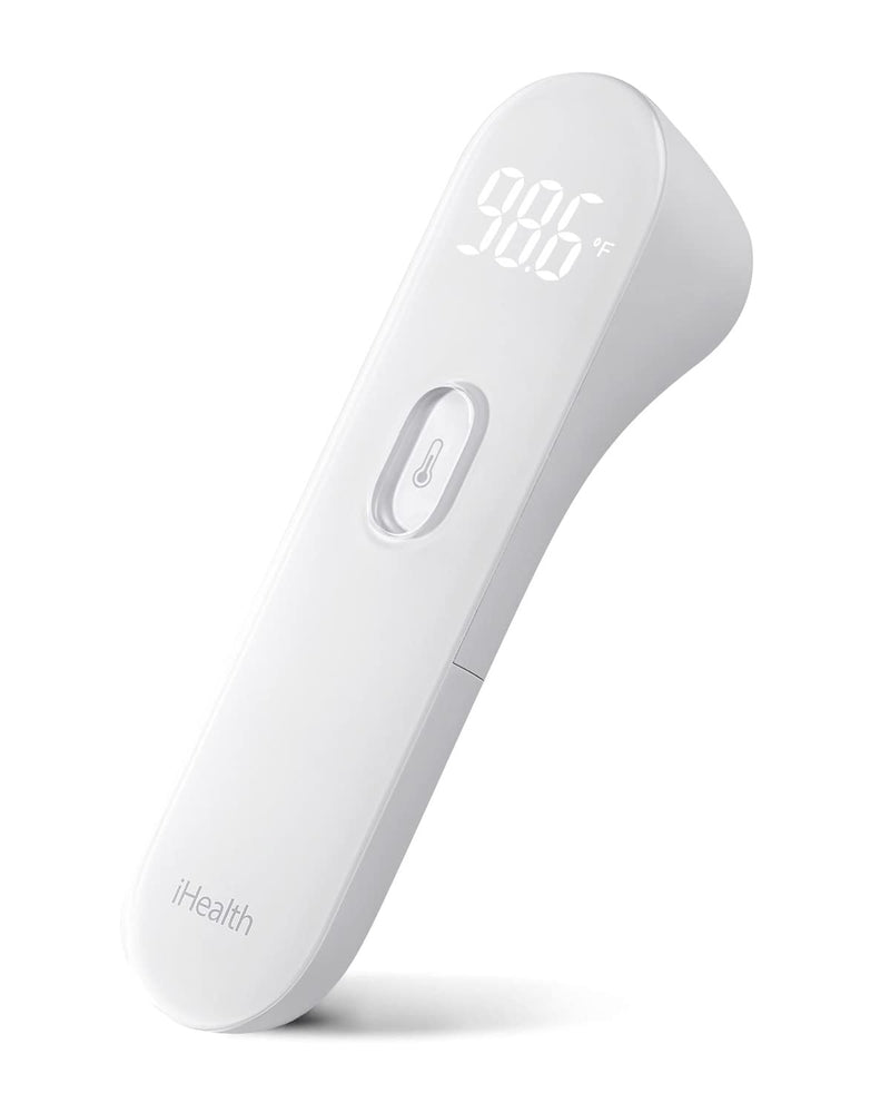 [Australia] - iHealth No-Touch Forehead Thermometer, Digital Infrared Thermometer for Adults and Kids, Touchless Baby Thermometer, 3 Ultra-Sensitive Sensors, Large LED Digits, Quiet Vibration Feedback, Non Contact 