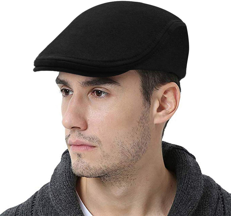 [Australia] - WETOO Men's Flat Cap Gatsby Newsboy Lvy Irish Hats Driving Cabbie Hunting Cap Aa3-cotton-black 