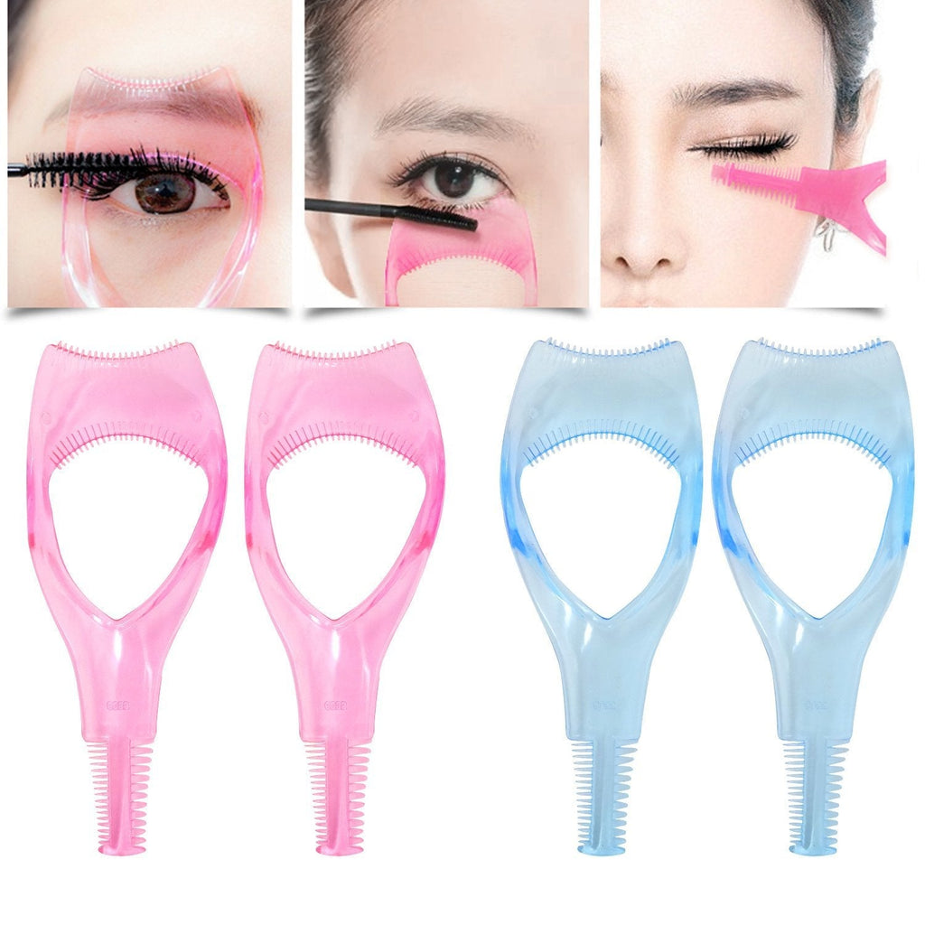 [Australia] - Honbay 4PCS 3 in 1 Transparent Plastic Eyelashes Tool Mascara Applicator Eyelashes Guide Eyelashes Comb Makeup Tool,Pink and Blue 