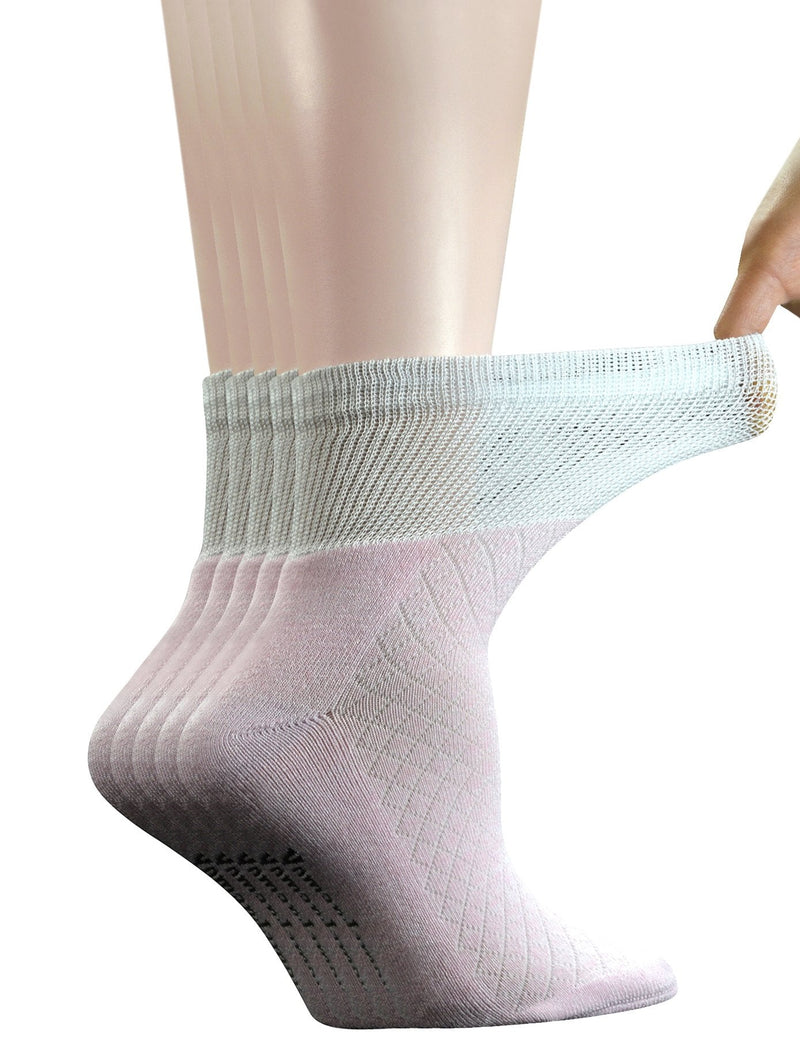 [Australia] - Yomandamor 5 Pairs Women's Bamboo Quarter Breathable Diabetic Socks with Seamless Toe and Cushion Sole 9-11 5 Pairs Pink 