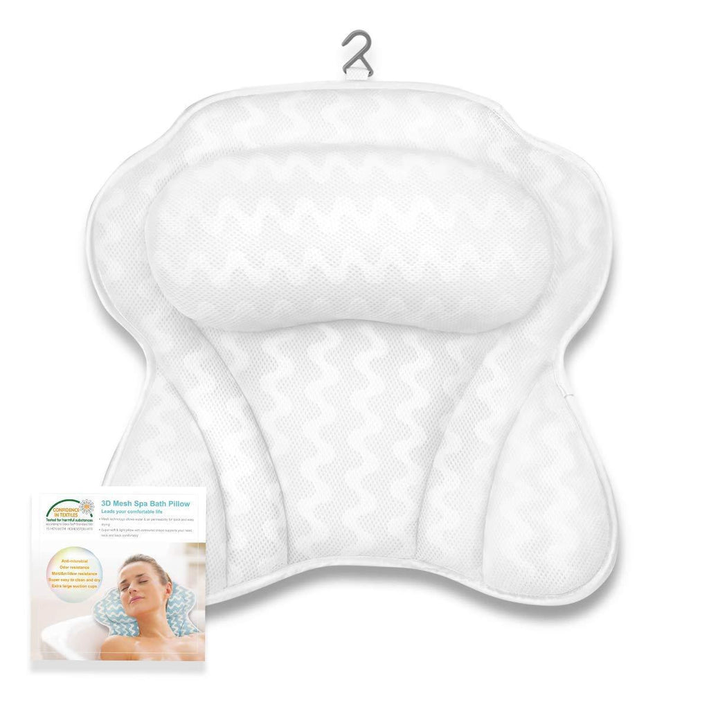 [Australia] - Luxury Bath Pillow with 6 Strong Suction Cups for Tub, Extra Large Size Pillow Bath Cushion for Bathtub, Hot Tub, Jacuzzi, Home Spa Pillow Support for Head, Neck, Back and Shoulders 