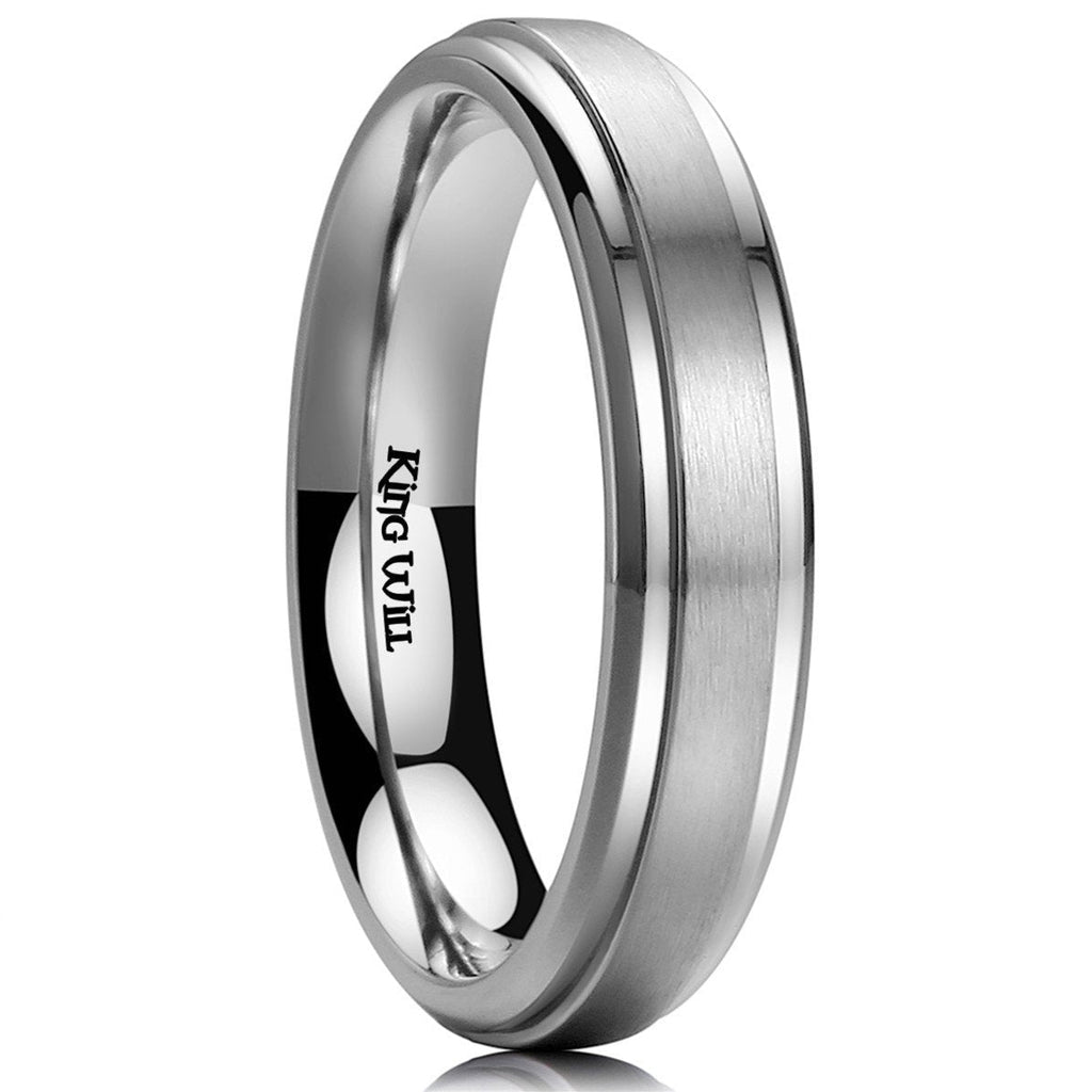 [Australia] - King Will BASIC 4mm 6mm 7mm 8mm 9mm Mens Titanium Wedding Ring Brushed Finished Wedding Band Comfort Fit Stepped Edge 5 